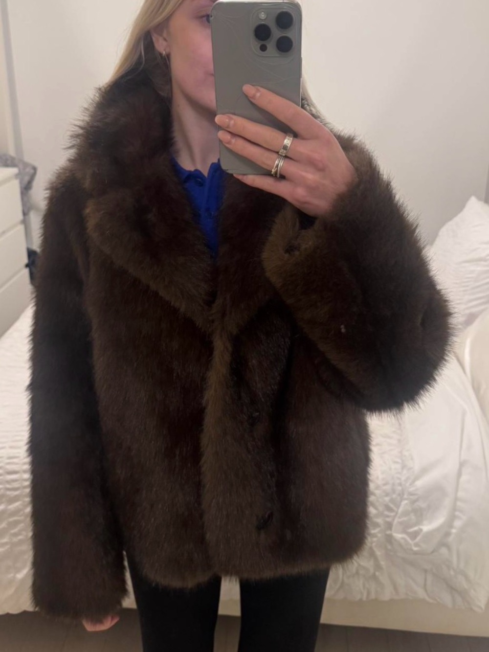 Zara Reversible  Brown Faux-Fur / Suede Jacket